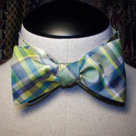 blue yellow plaid tied