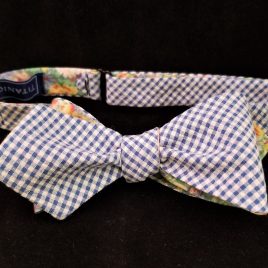 Reversible Cotton Diamond-Point (Blue Seersucker Check/Floral)